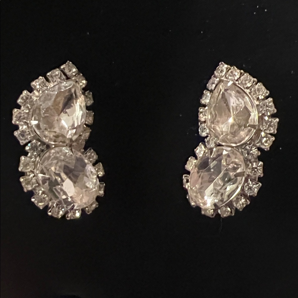 Elegant Silver Crystal Clip-on Earrings
